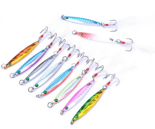 10PCS 7g 10g 14g 17g 21g 28g 40g Metal Lure Fishing Spoon Sea Fishing Hard Lure SliceJig Bait Spoon Fishing Tackle Metal Jigging