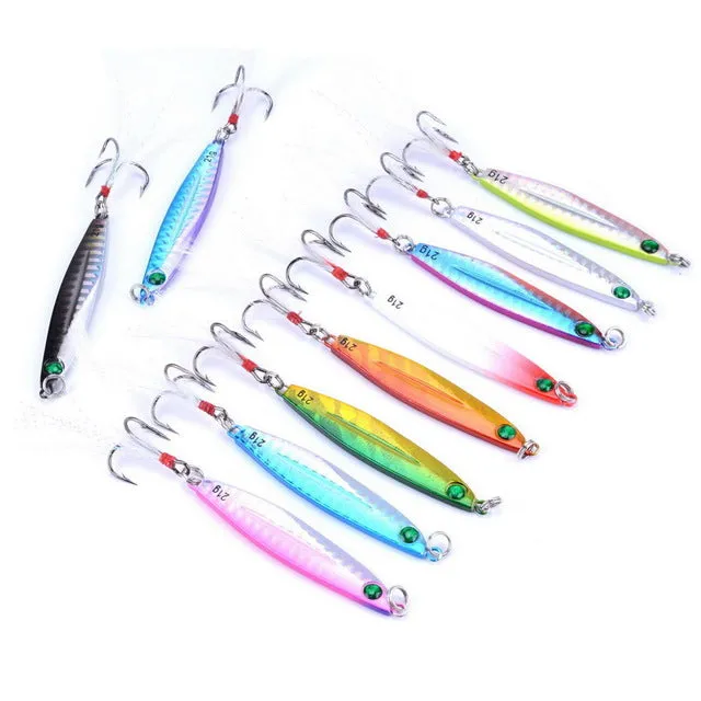 10PCS 7g 10g 14g 17g 21g 28g 40g Metal Lure Fishing Spoon Sea Fishing Hard Lure SliceJig Bait Spoon Fishing Tackle Metal Jigging