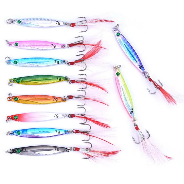 10PCS 7g 10g 14g 17g 21g 28g 40g Metal Lure Fishing Spoon Sea Fishing Hard Lure SliceJig Bait Spoon Fishing Tackle Metal Jigging