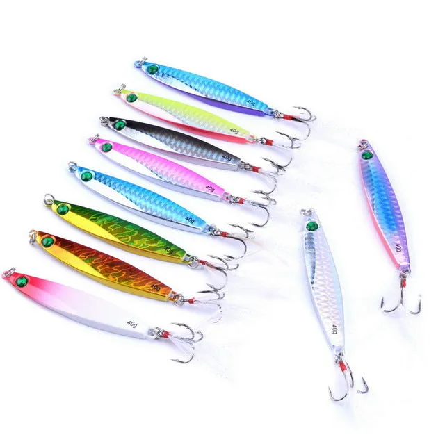 10PCS 7g 10g 14g 17g 21g 28g 40g Metal Lure Fishing Spoon Sea Fishing Hard Lure SliceJig Bait Spoon Fishing Tackle Metal Jigging