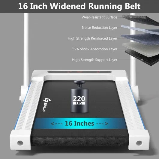 2.25HP 3-in-1 Folding Treadmill with Table Speaker Remote Control-White