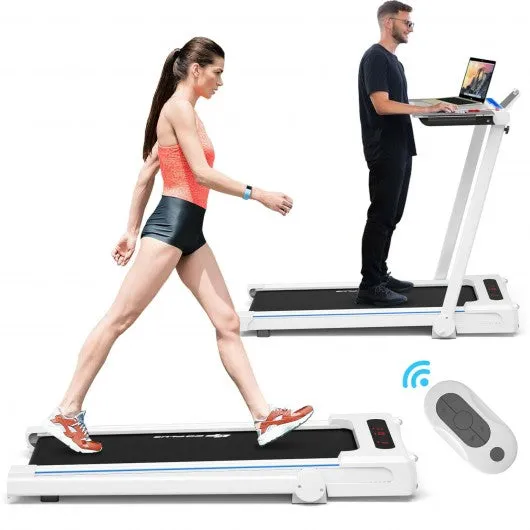 2.25HP 3-in-1 Folding Treadmill with Table Speaker Remote Control-White