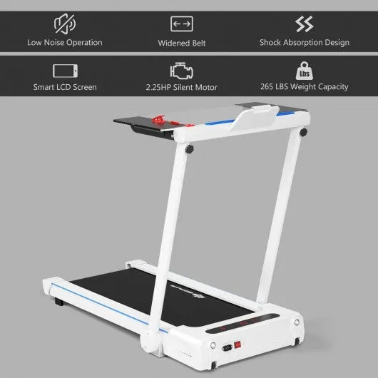 2.25HP 3-in-1 Folding Treadmill with Table Speaker Remote Control-White