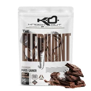 ABSOLUTE NUTRITION Knockout Elephant Mass Gainer Powder (Belgium Chocolate 1Kg) With Enhanced Mass Gaining Formula, 65G Complex Carbs, 20G Protein For Healthy Body Gains