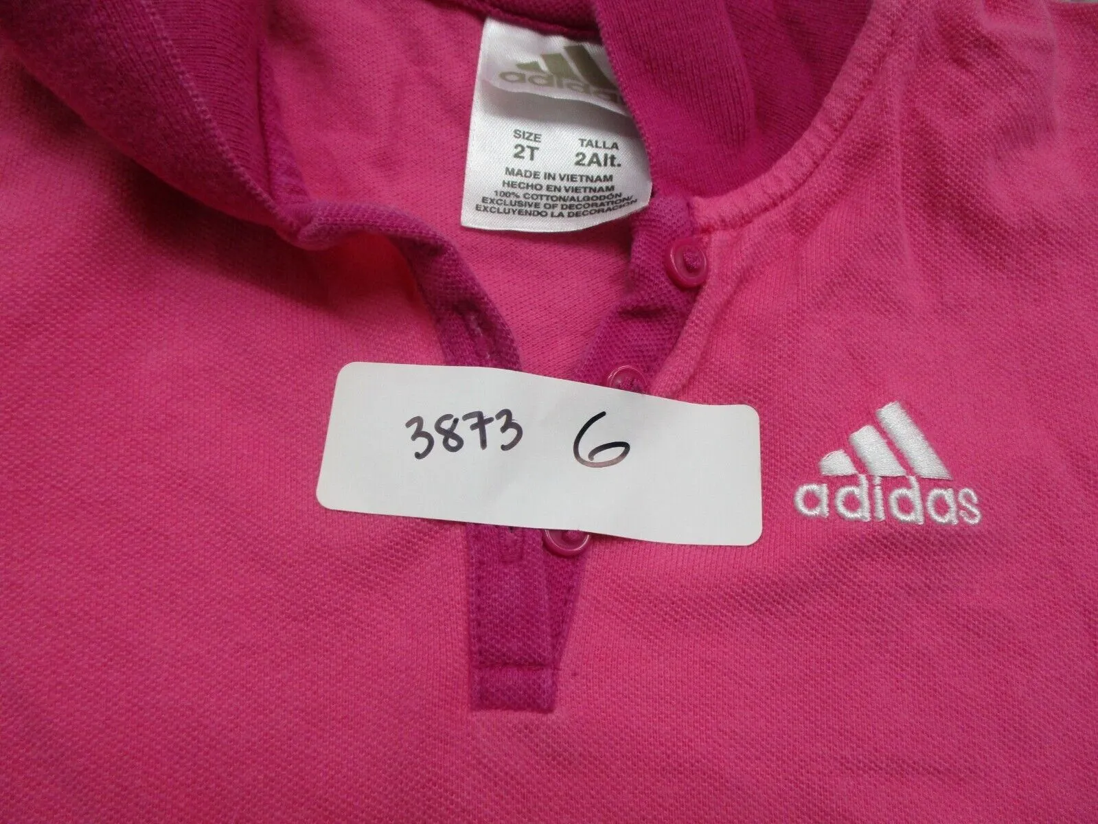 Adidas Golf Polo Shirt Kids Girls Size 2T Pink Embroidered Logo Sports Shirt