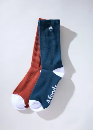 Afends Unisex Flame - Socks Two Pack - Brick / Slate