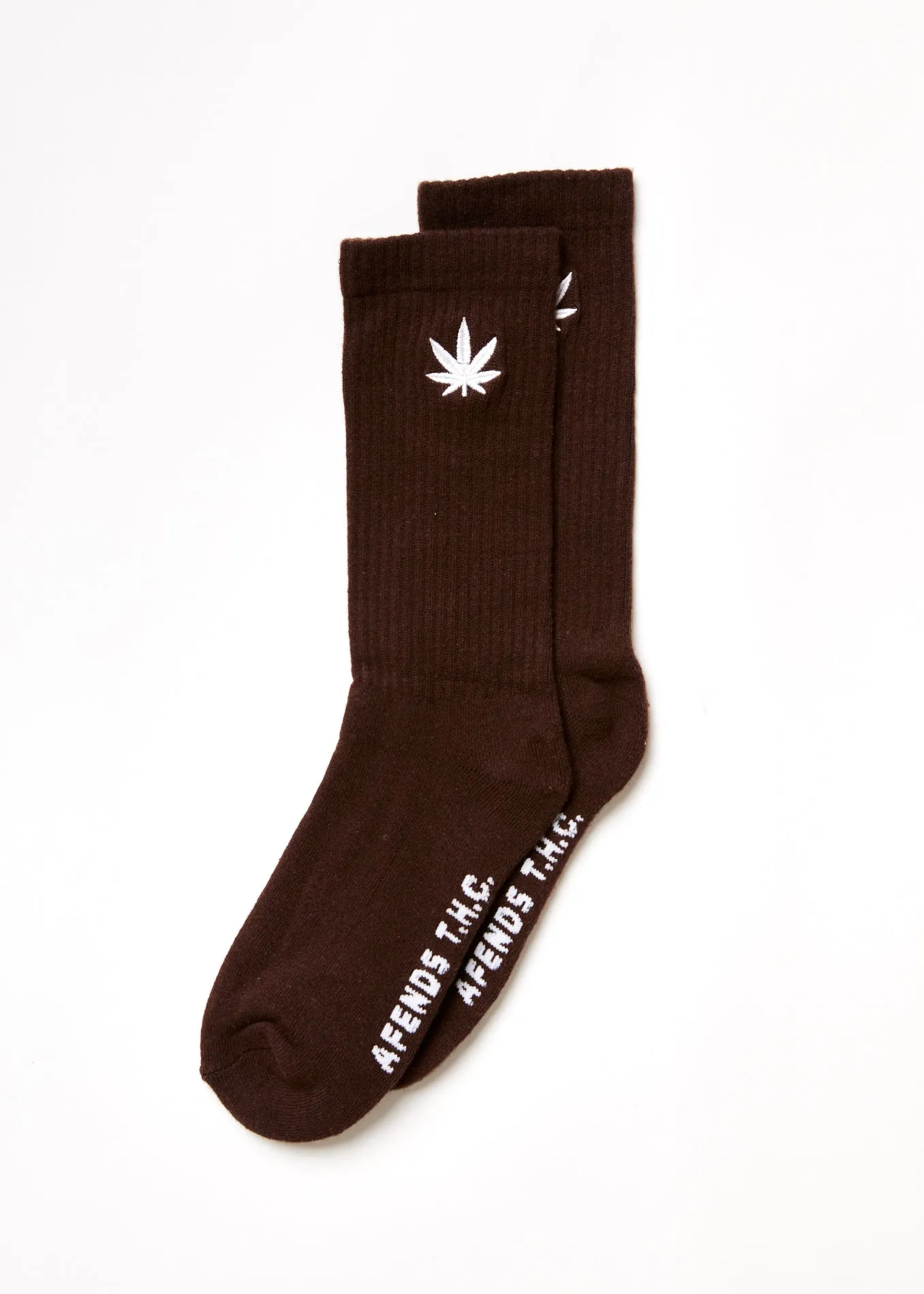 AFENDS Unisex Happy - Crew Socks - Coffee