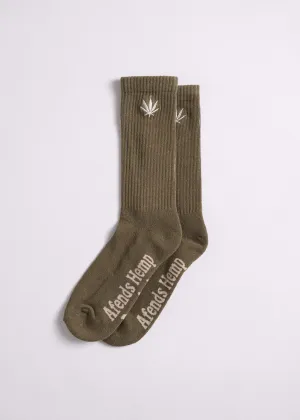 Afends Unisex Happy Hemp - Socks One Pack - Covert Green