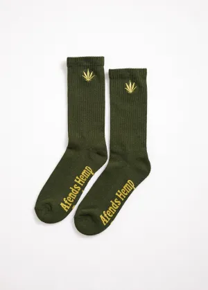 Afends Unisex Happy Hemp - Socks One Pack - Ganja Green