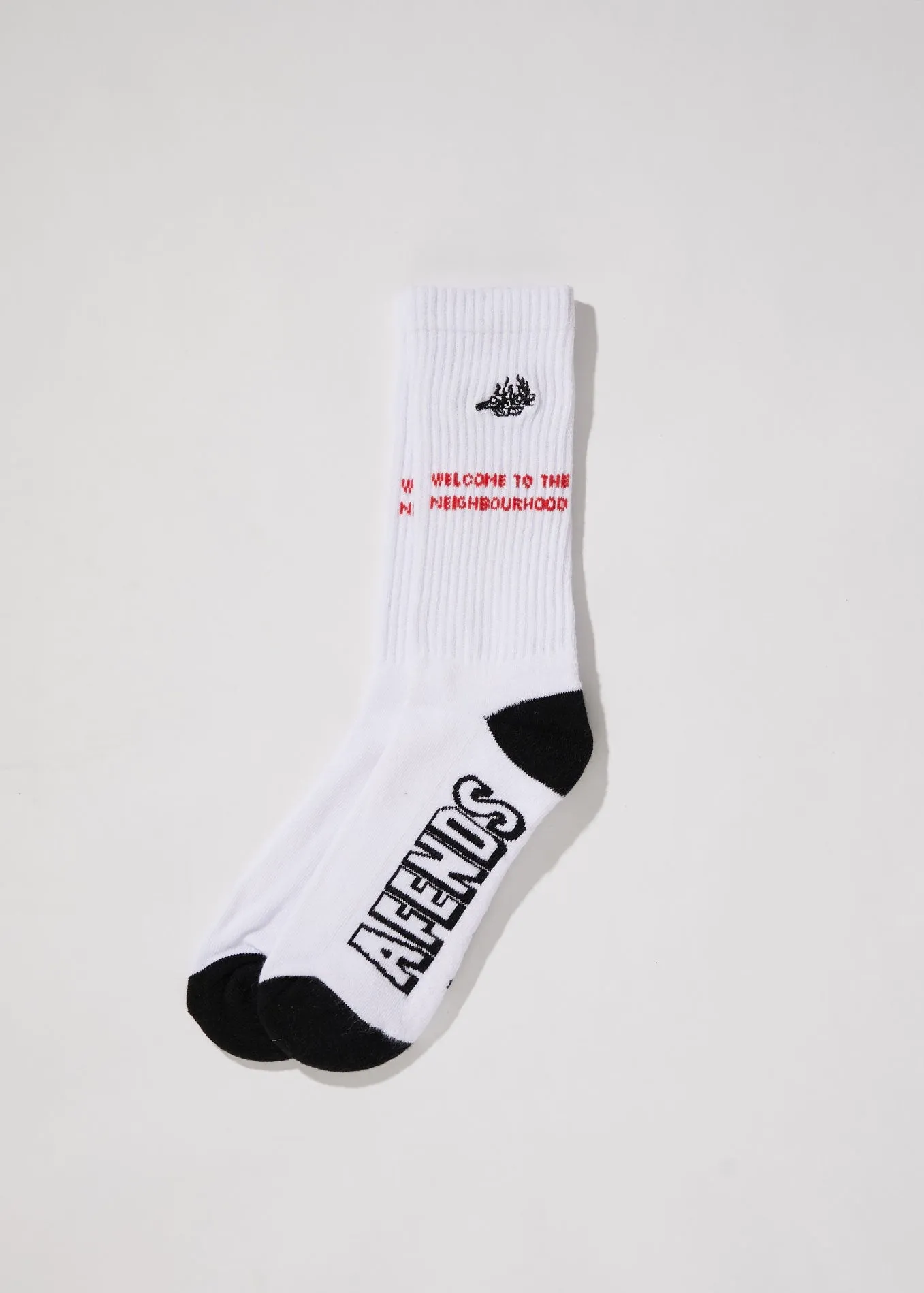 Afends Unisex Neighbourhood Threat - Hemp Socks One Pack - White