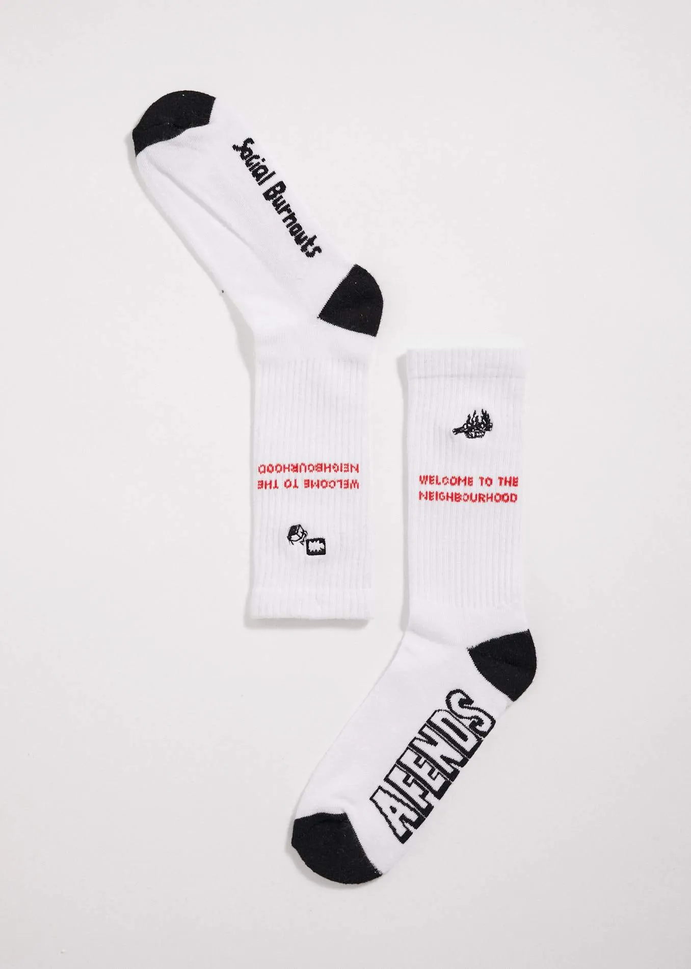 Afends Unisex Neighbourhood Threat - Hemp Socks One Pack - White