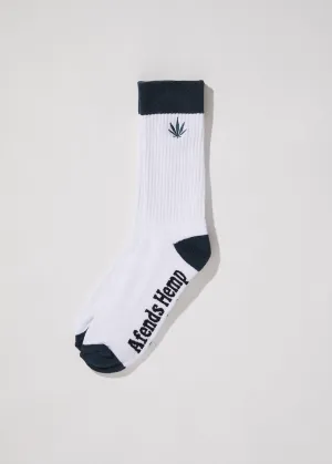 Afends Unisex Split - Hemp Socks One Pack - White