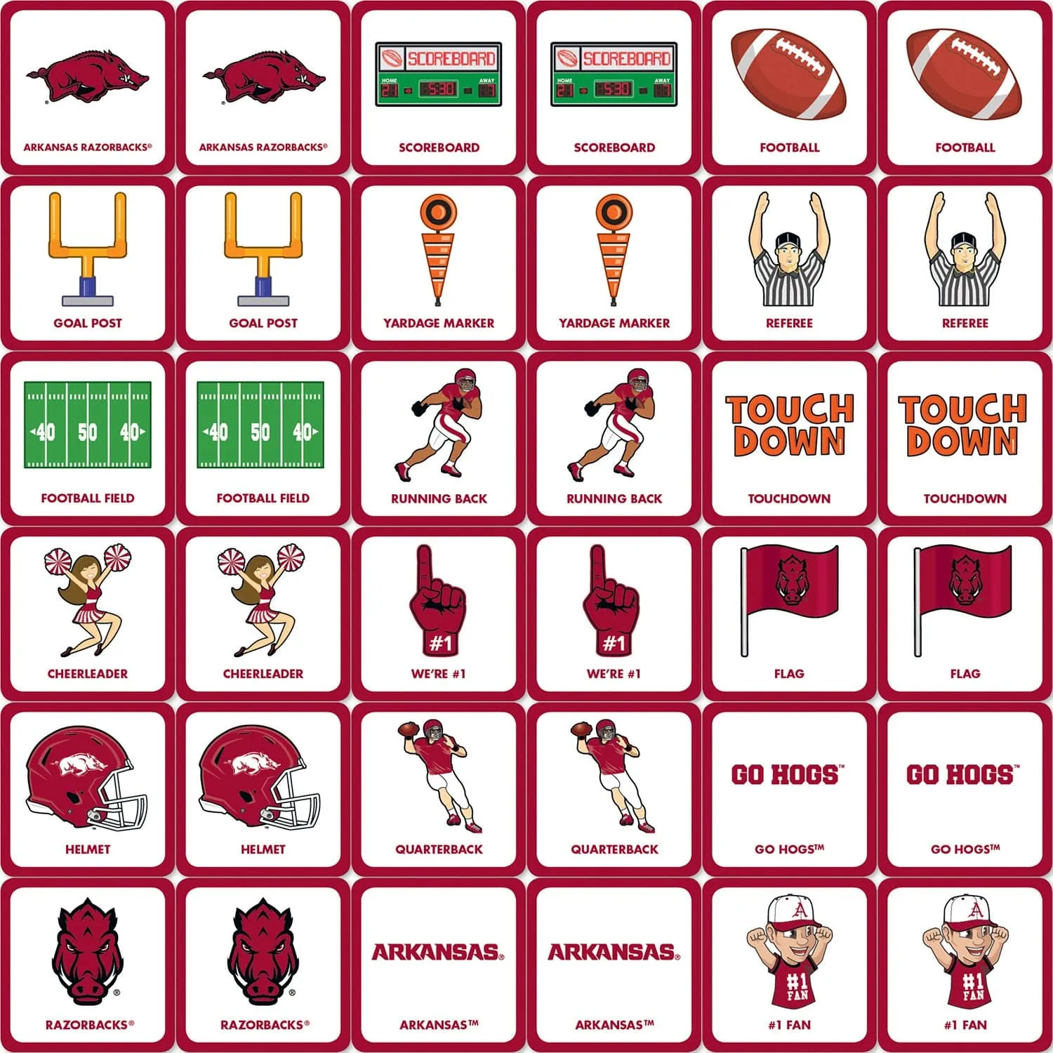 Arkansas Razorbacks Matching Game