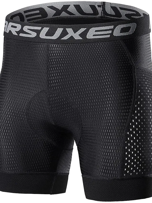 Arsuxeo Men's Cycling Padded Shorts Cycling Underwear Bike Padded Shorts 5D padded Chamois Bottoms Breathable Sweat wicking Sports Solid Color Black Red Gray Bike Wear