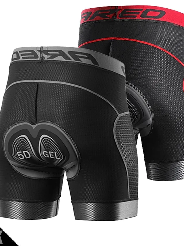 Arsuxeo Men's Cycling Padded Shorts Cycling Underwear Bike Padded Shorts 5D padded Chamois Bottoms Breathable Sweat wicking Sports Solid Color Black Red Gray Bike Wear