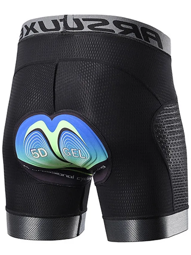 Arsuxeo Men's Cycling Padded Shorts Cycling Underwear Bike Padded Shorts 5D padded Chamois Bottoms Breathable Sweat wicking Sports Solid Color Black Red Gray Bike Wear