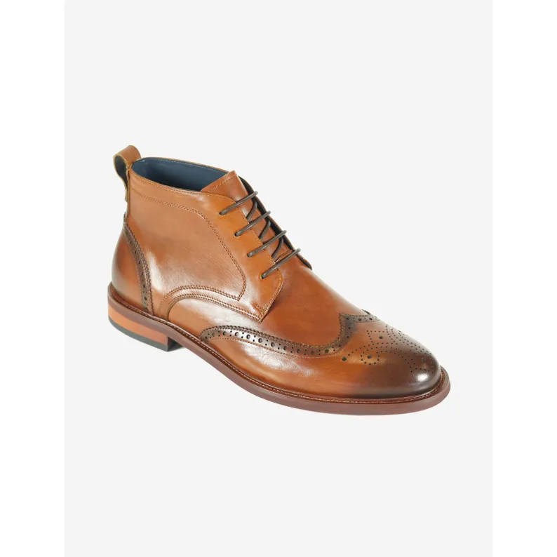 AZOR LA MODE Rimini Leather Brogue Derby Boot Tan