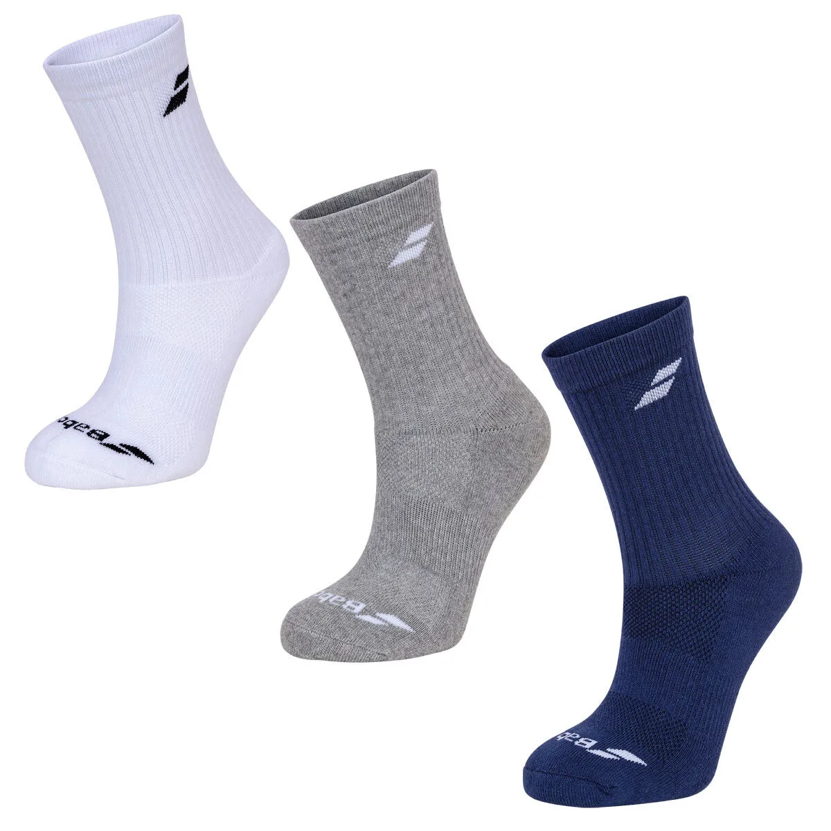 Babolat Junior Socks 3 Pack White Grey Estate Blue