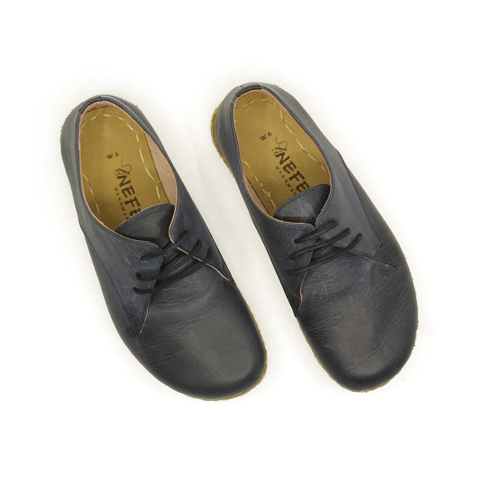 Barefoot Leather Mens Shoes Navy Blue Lace-up