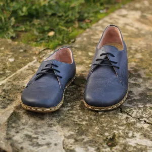 Barefoot Leather Mens Shoes Navy Blue Lace-up