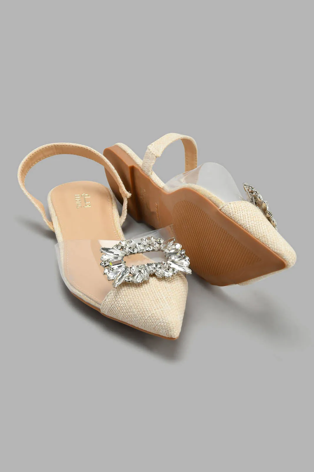 Beige Slingback With Embellishment