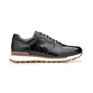 Belvedere Bobo in Black Genuine Ostrich Leg & Italian Calf Sneakers