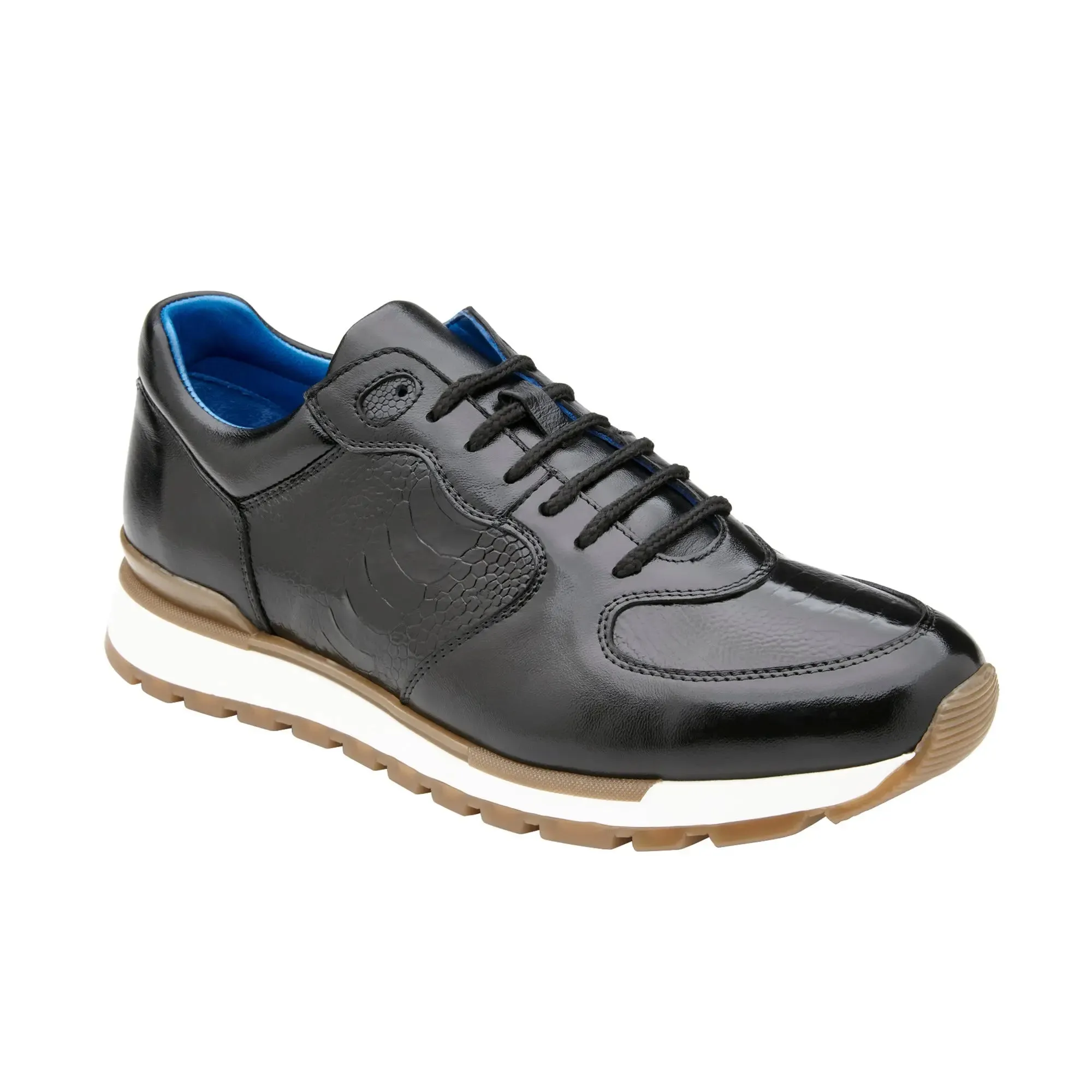 Belvedere Bobo in Black Genuine Ostrich Leg & Italian Calf Sneakers