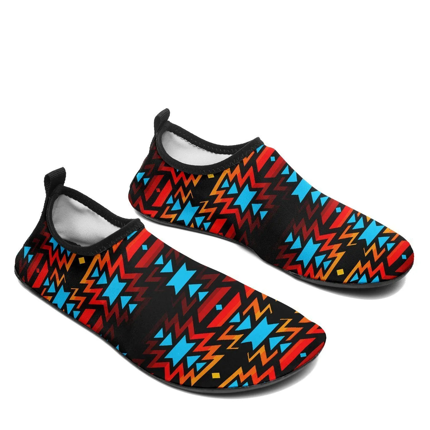 Black Fire and Turquoise Sockamoccs Kid's Sockamoccs Slip On Shoes