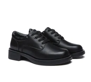 Black Leather Senior Lace Up School Shoes