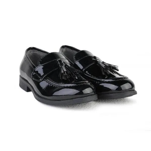 BLACK LEATHER TASSEL FORMAL SHOES