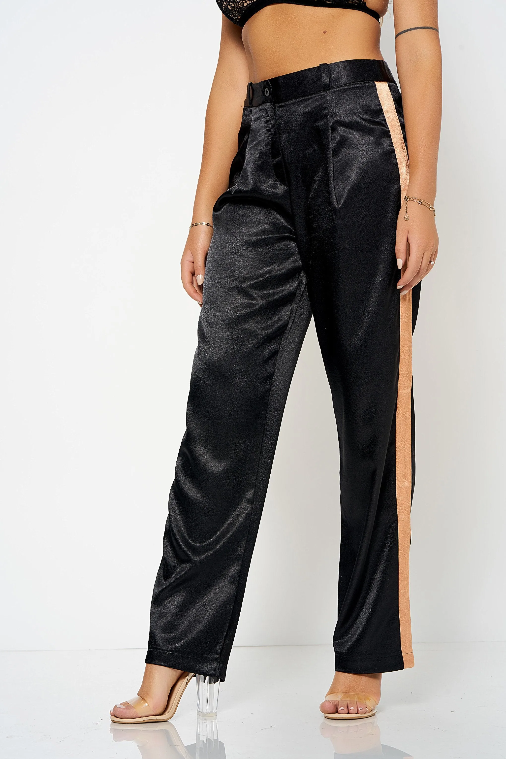 Black Side Stripe Co-ord Trousers