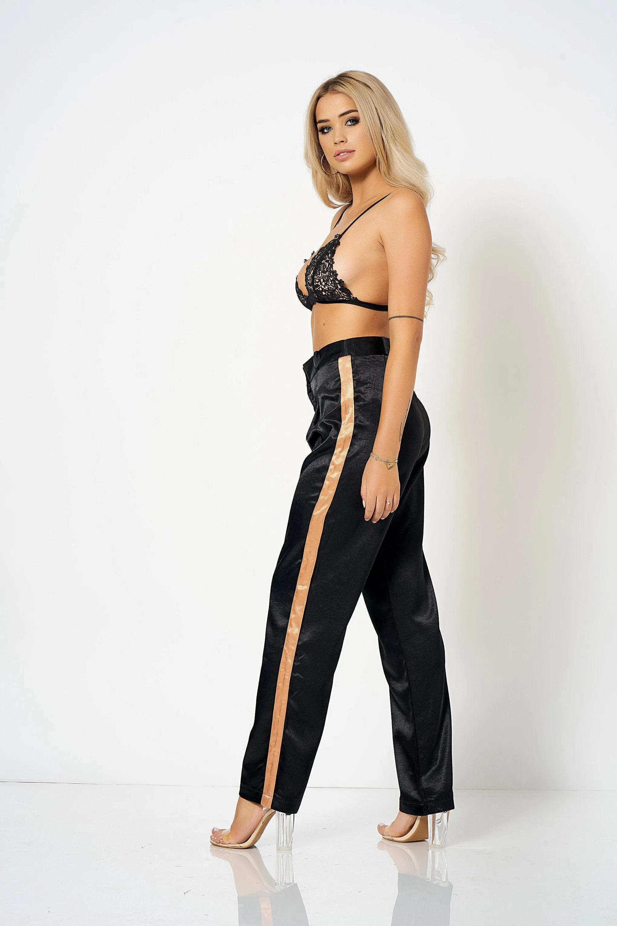 Black Side Stripe Co-ord Trousers