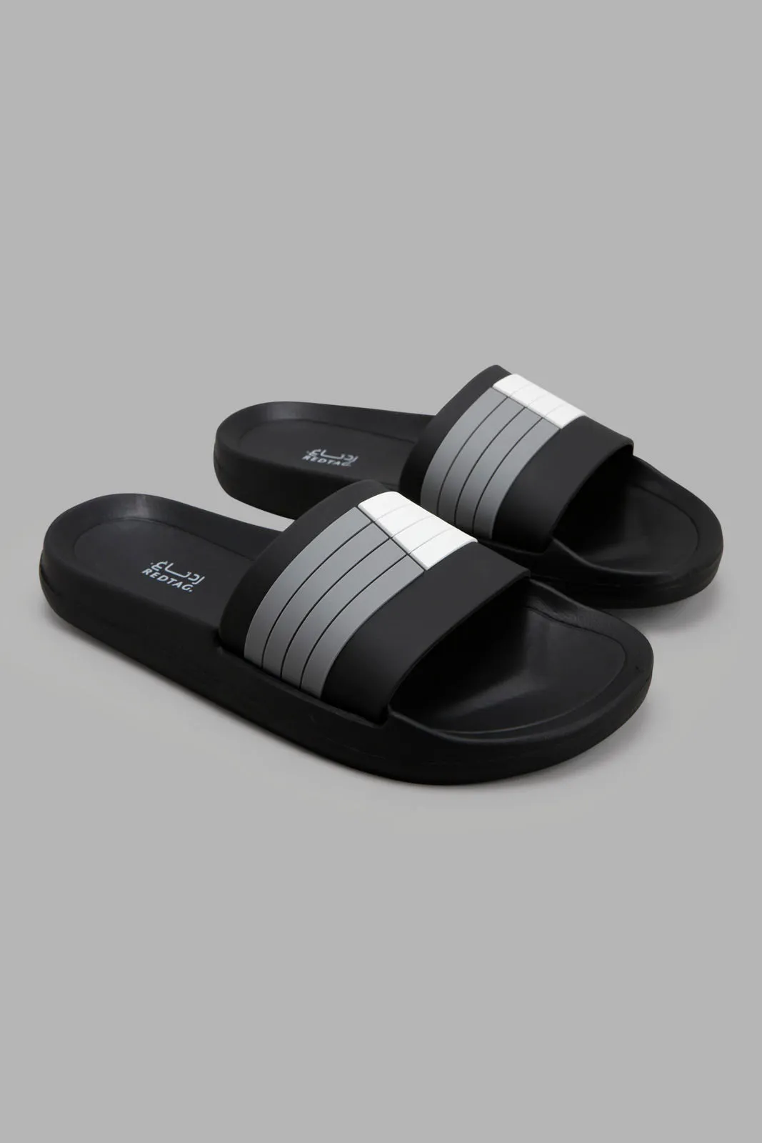 Black Stripe Slide For Men