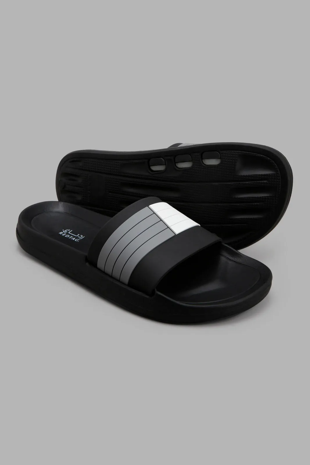 Black Stripe Slide For Men