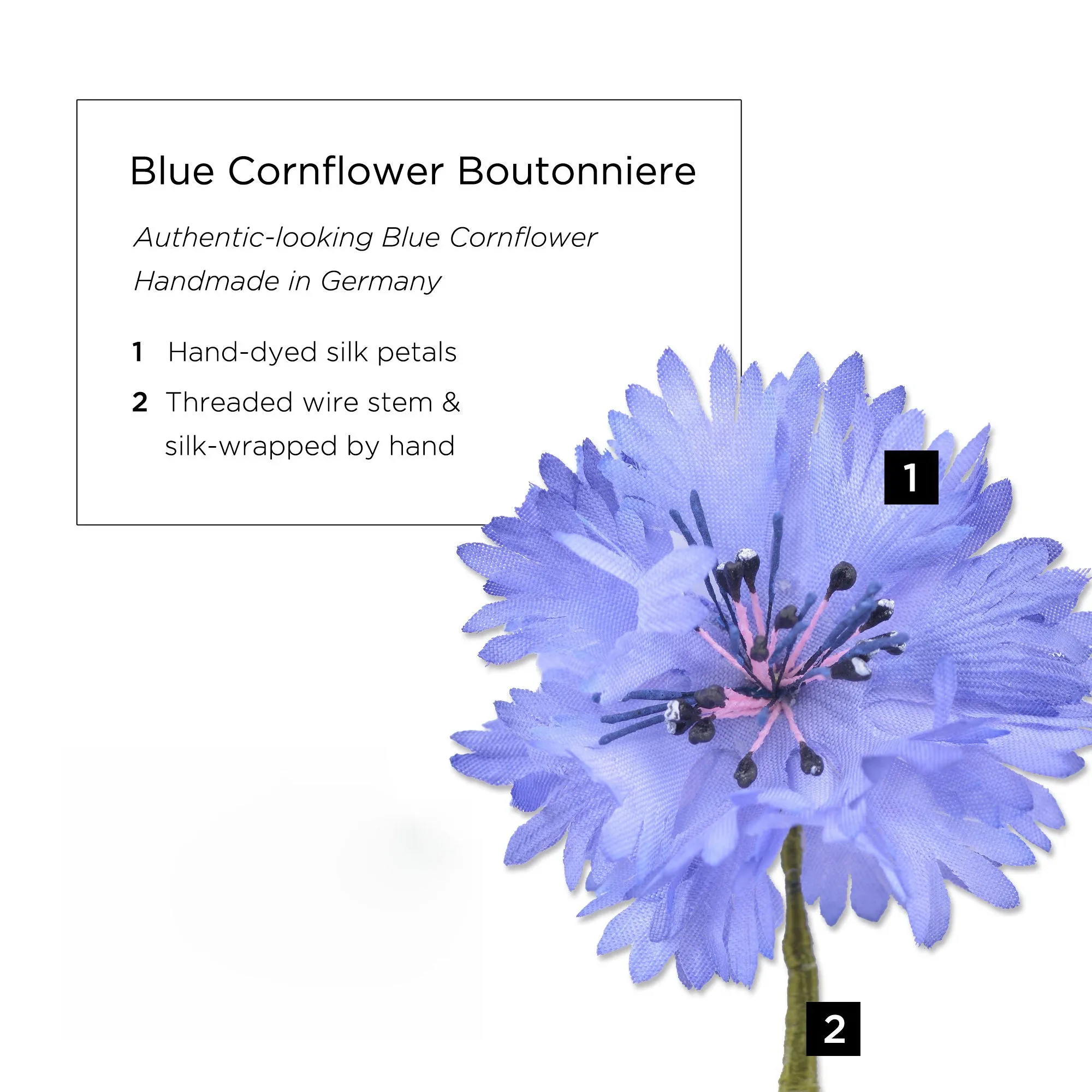 Blue Cornflower Silk Boutonnière Flower