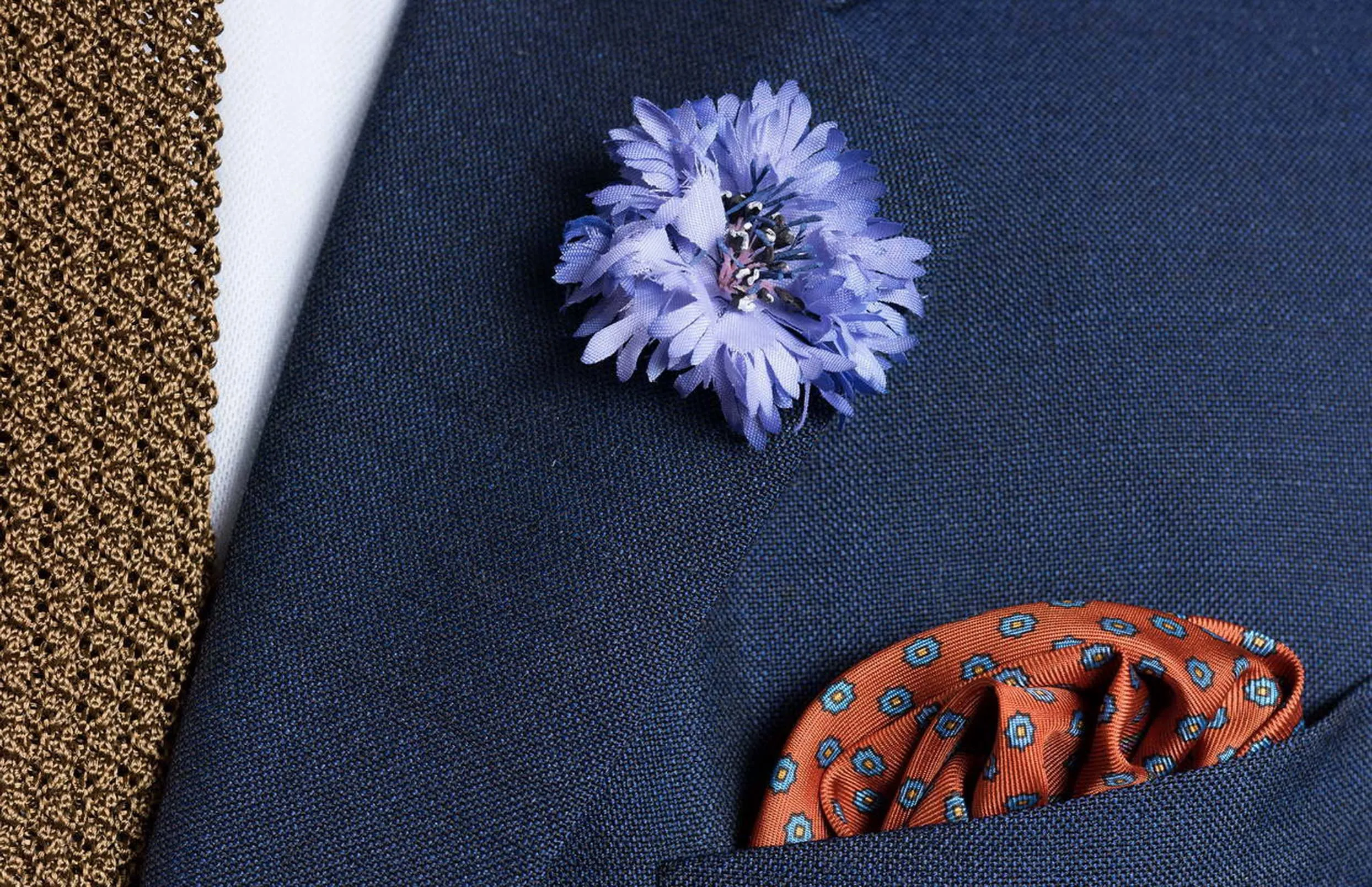 Blue Cornflower Silk Boutonnière Flower