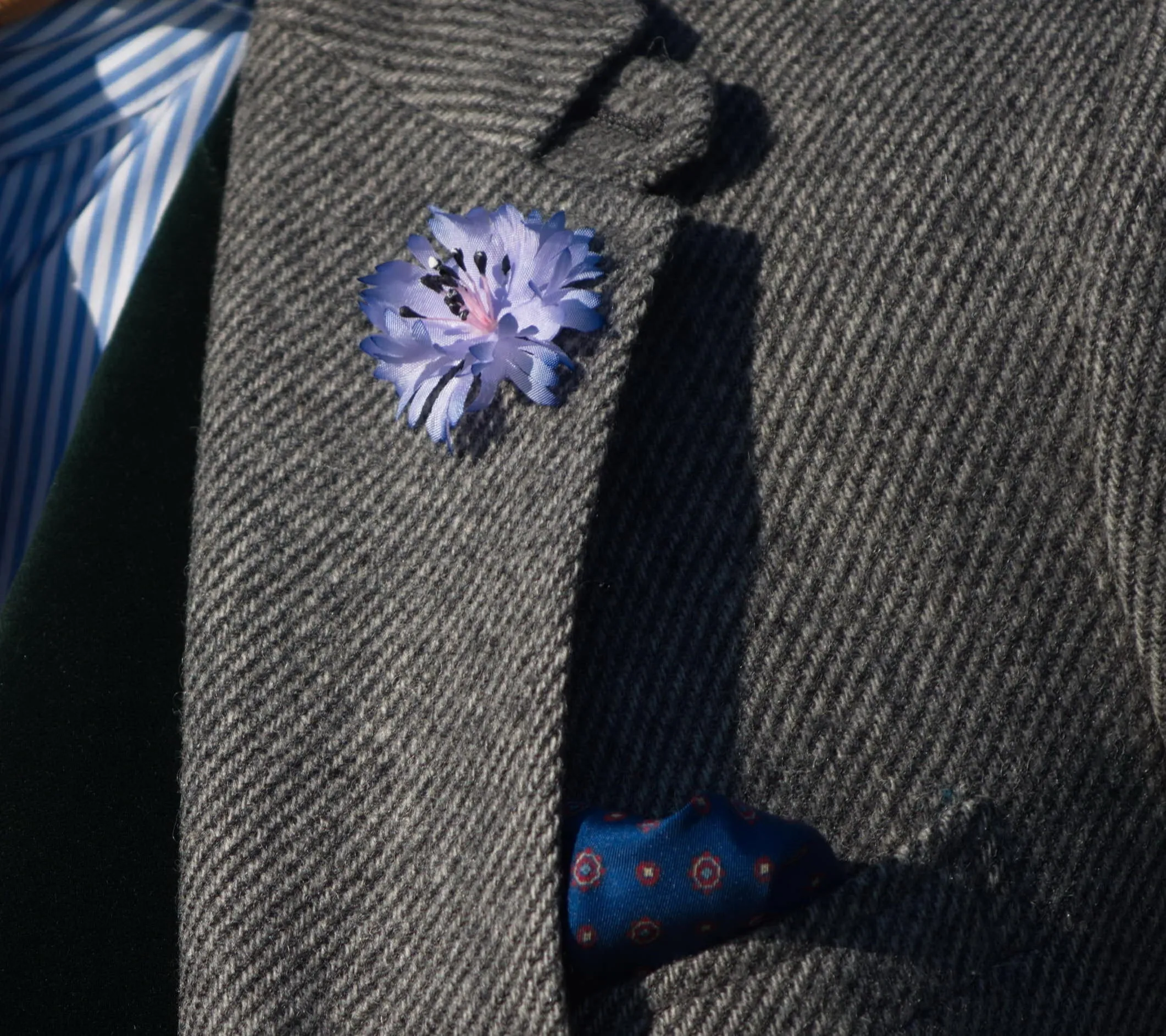 Blue Cornflower Silk Boutonnière Flower