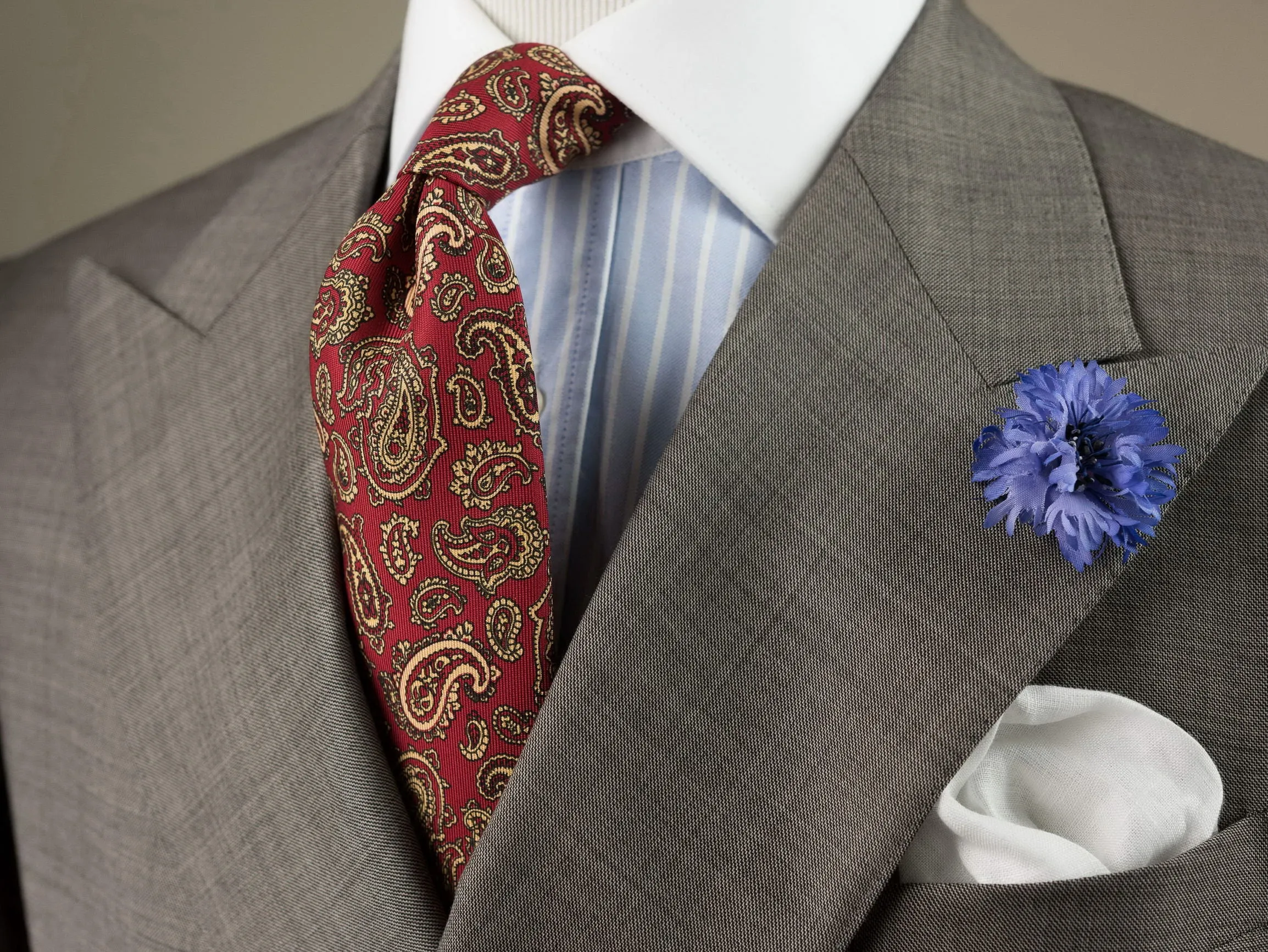 Blue Cornflower Silk Boutonnière Flower