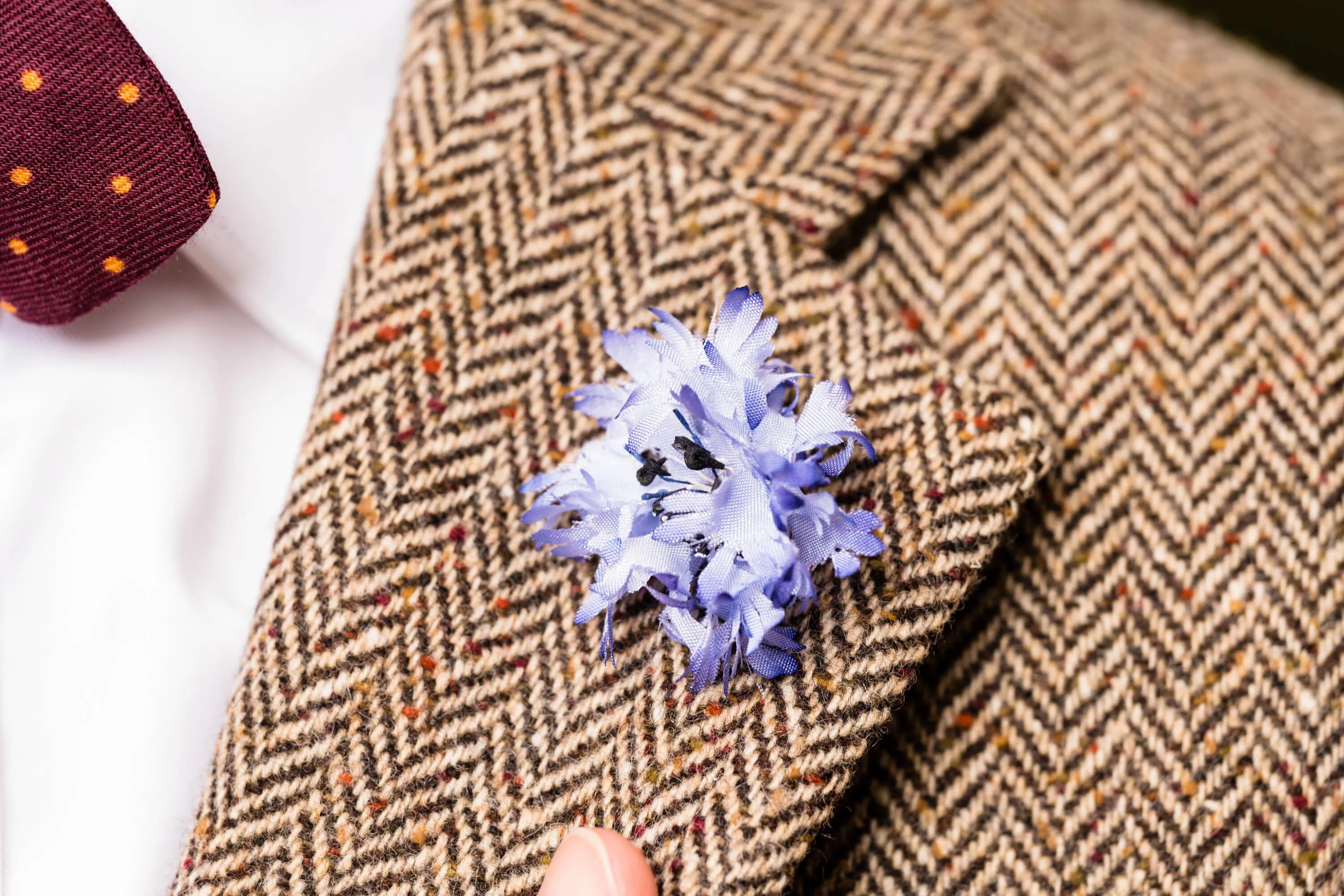 Blue Cornflower Silk Boutonnière Flower