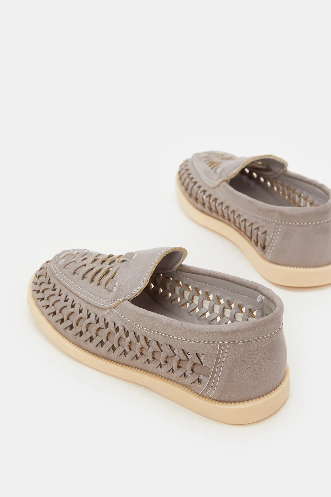 Boys Grey Woven Loafer