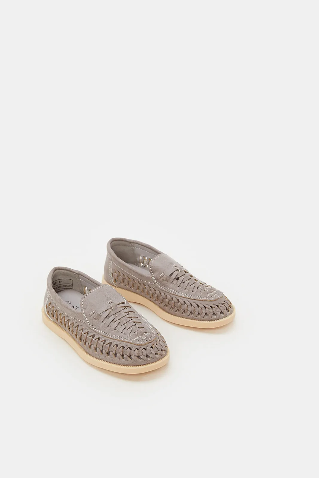 Boys Grey Woven Loafer