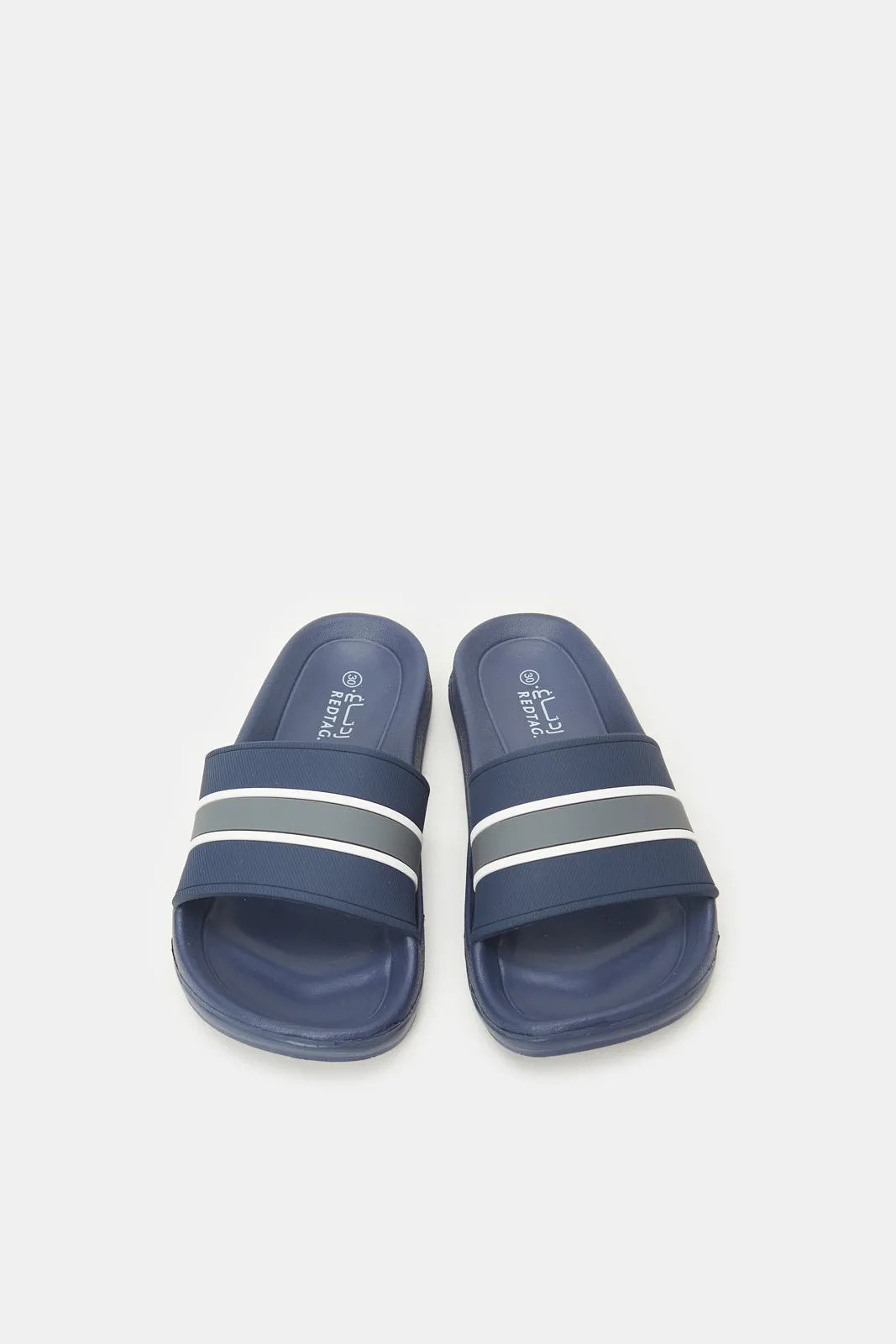 Boys Navy Striped Slide