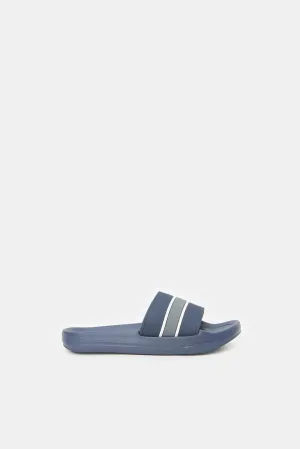 Boys Navy Striped Slide