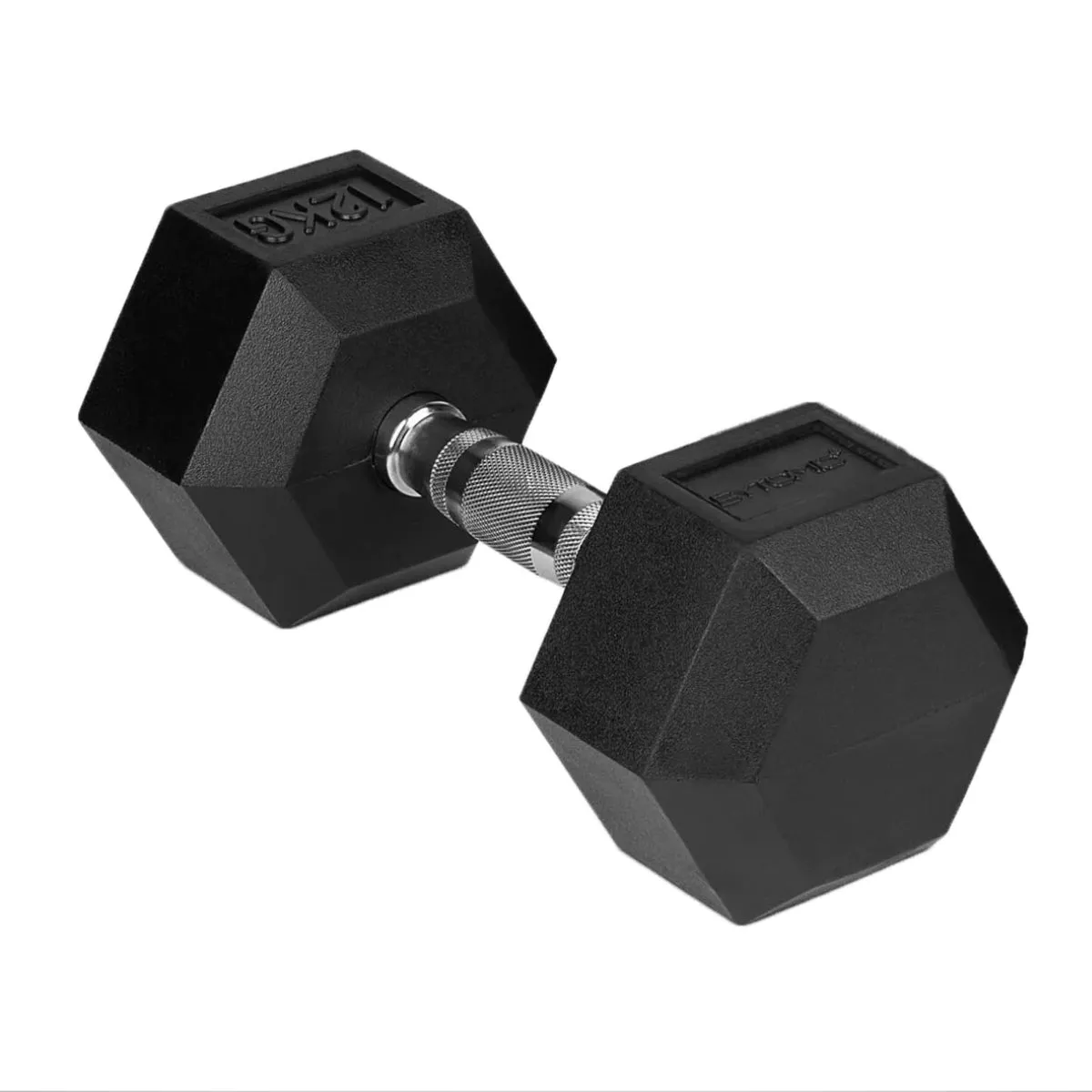 Bytomic Rubber 12kg Hexagon Dumbbell Single Black