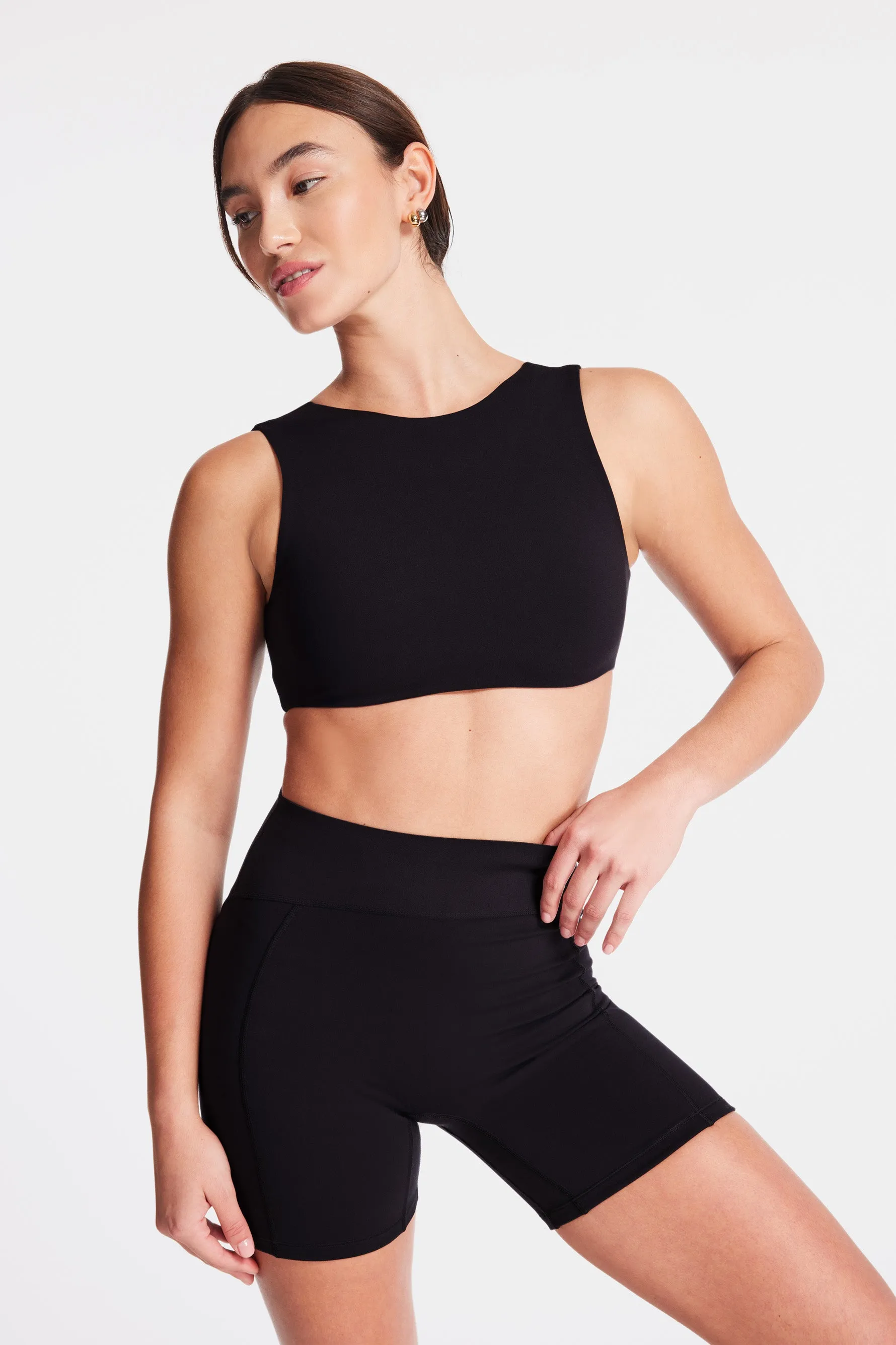 Calla Crop Cutout Bra - Black