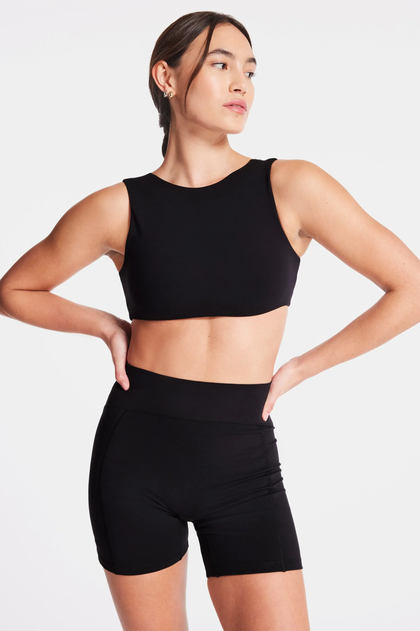 Calla Crop Cutout Bra - Black