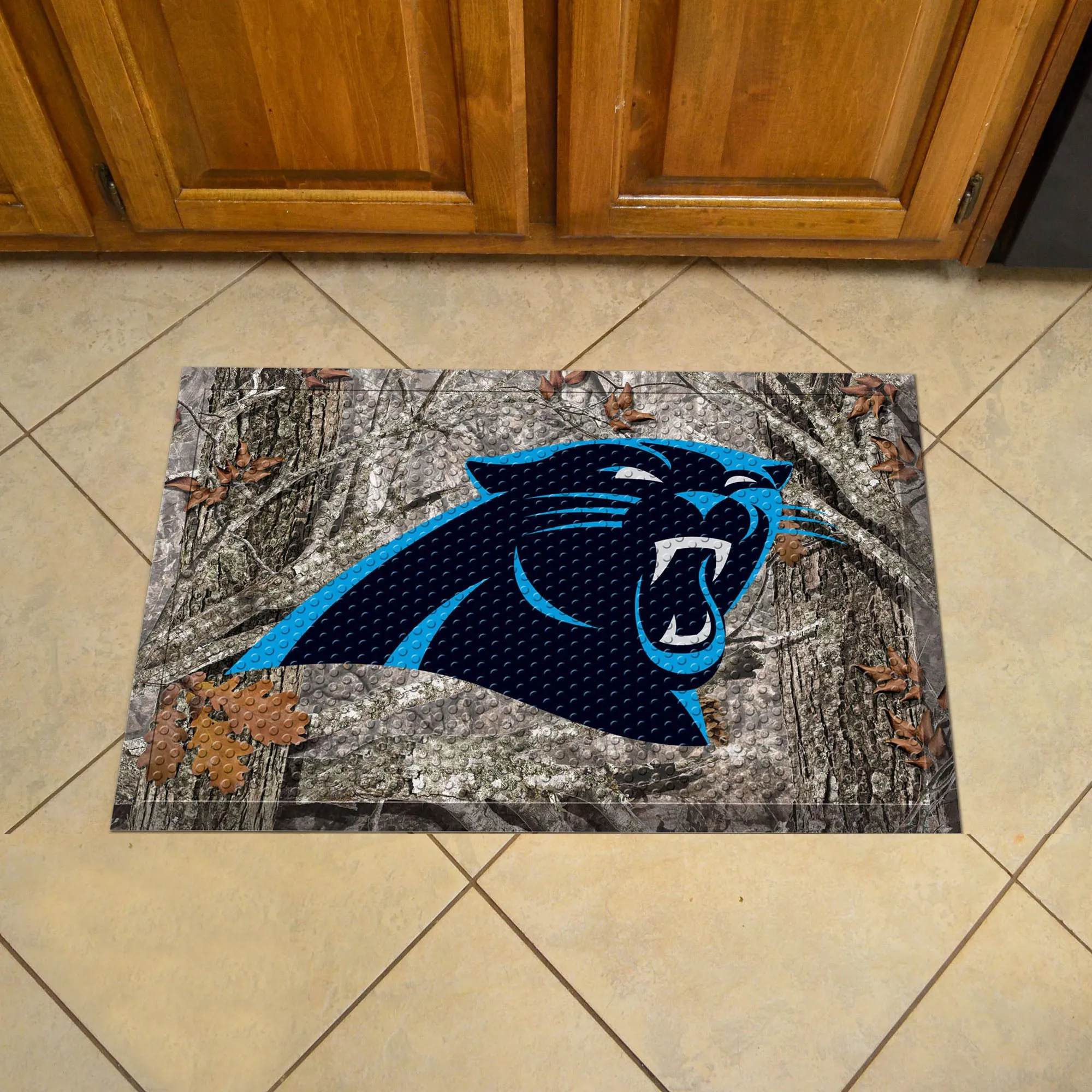 Carolina Panthers Rubber Scraper Door Mat Camo