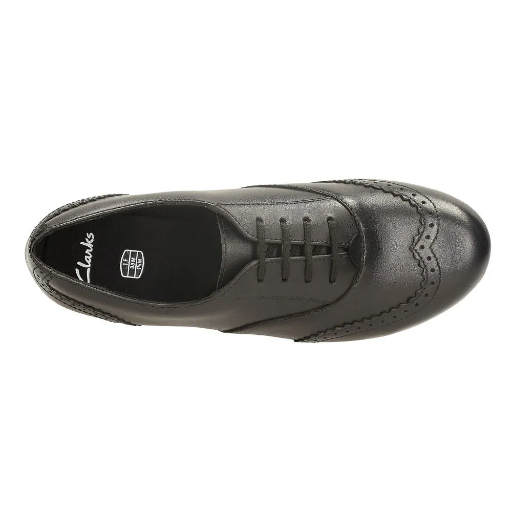 Clarks DanceHoney Jnr Girls Black School Shoe