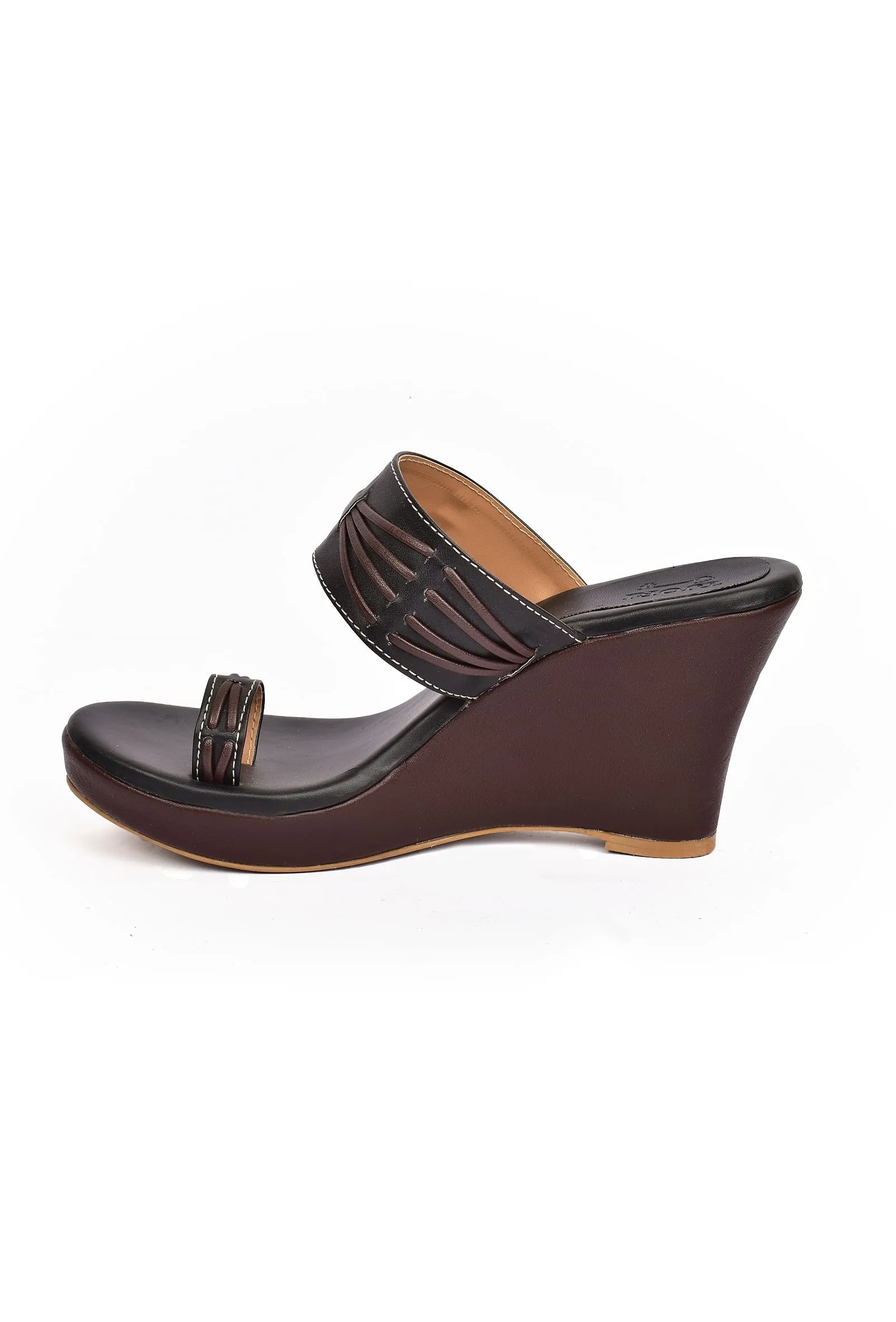 Coco Brown Vegan Leather Kolhapuri Wedges