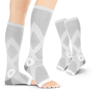 Compression Socks for Circulation - 20-30 mmHg Knee High Neuropathy Open Toe Stockings for Men or Women (Pair)